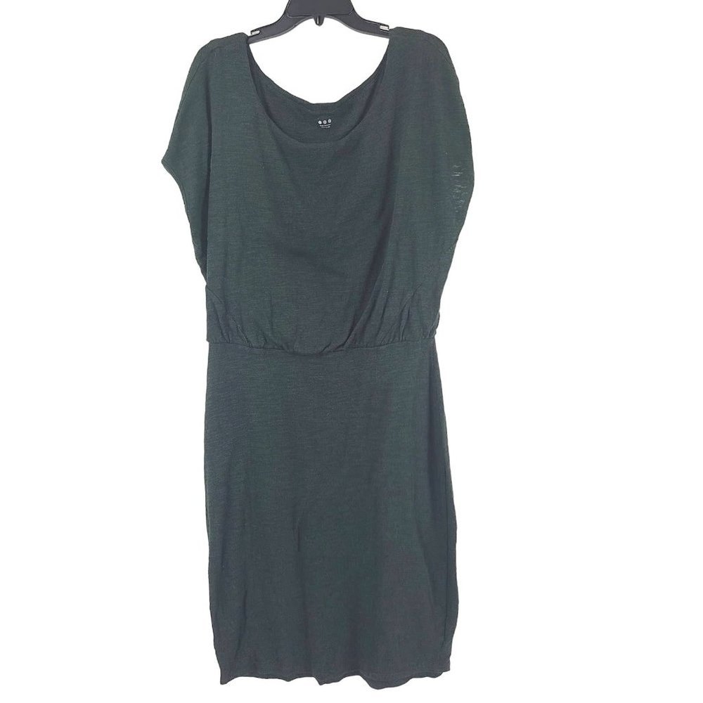 Three Dots Plus Blouson Dress Olive Green Slub Knit Size 1x